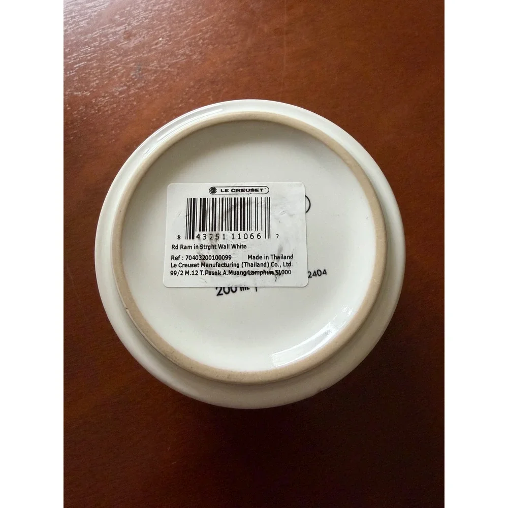 Le Creuset White Stoneware Round‎ Ramekin Straight Wall 200ml NEW